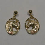 Black Hills Gold horse head in oval earrings