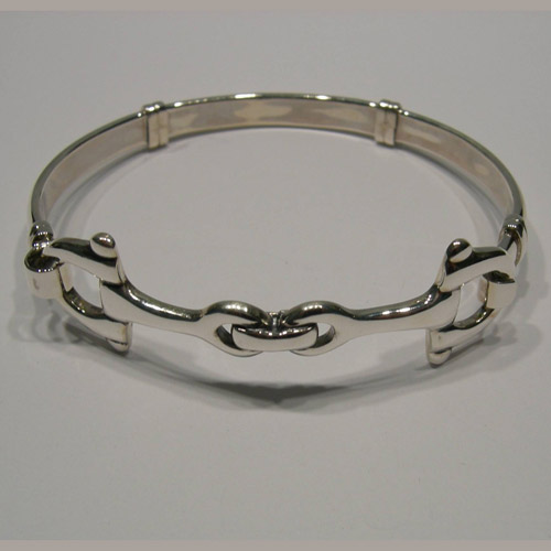 Sterling Silver D ring snaffle bit bangle bracelet