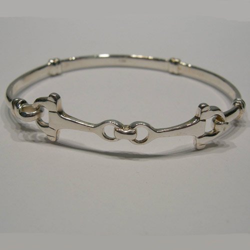 Sterling Silver childs D ring snaffle bit bangle bracelet