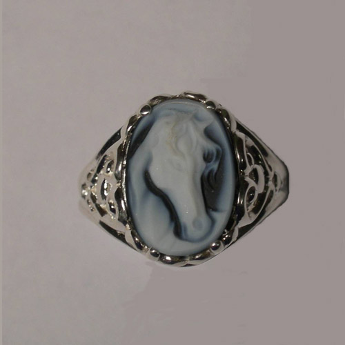 Sterling Silver agate cameo ring