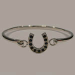 Sterling Silver sapphire horseshoe bangle bracelet