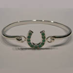 Sterling Silver emerald horseshoe bangle bracelet