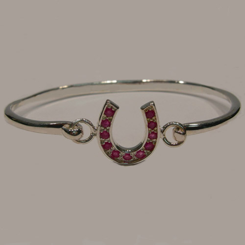 Sterling Silver Ruby horseshoe bangle bracelet
