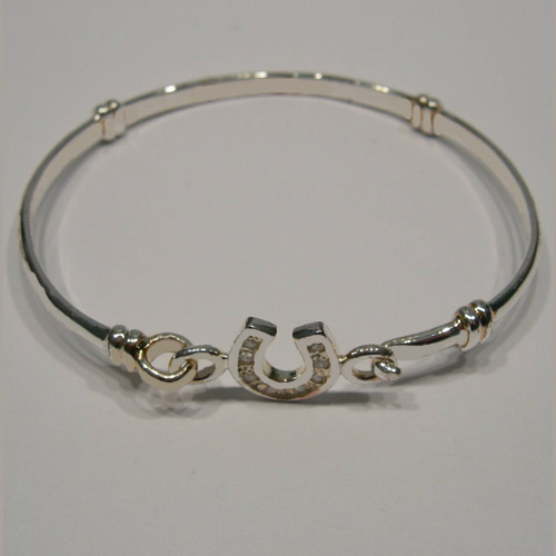 side view of childs Cubic Zirconia horseshoe bangle bracelet