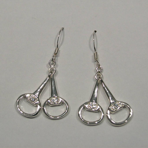 Sterling Silver Cubic Zirconia snaffle bit earrings