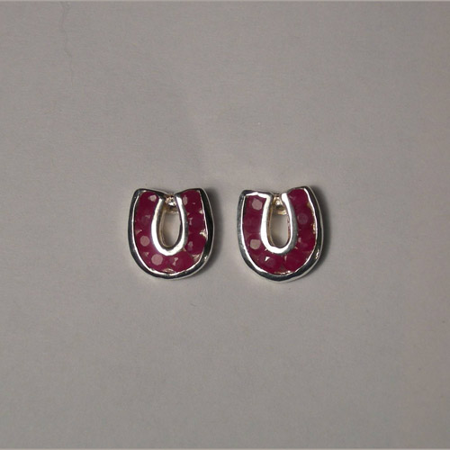 Sterling Silver ruby horseshoe post earrings