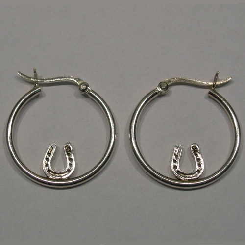 Sterling Silver horseshoe in hoop earrings