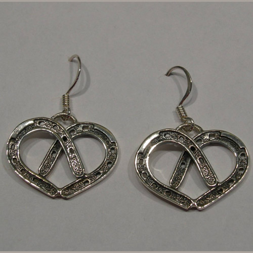 Sterling Silver double horseshoe heart earrings