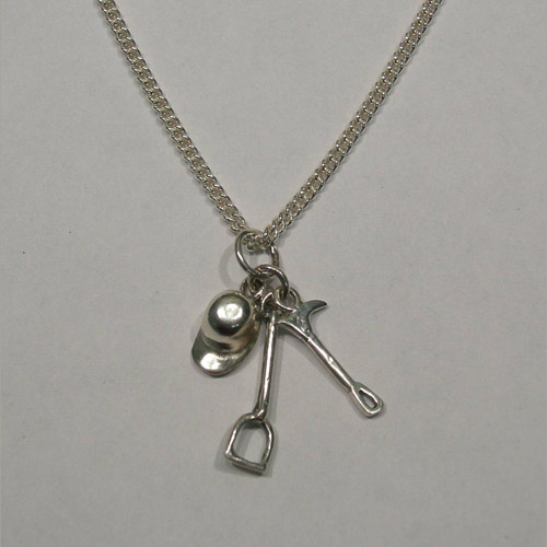 Sterling Silver cap crop stirrup charm necklace