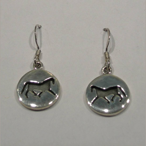 different view of horse silhouette disc earrings