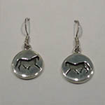 different view of horse silhouette disc earrings