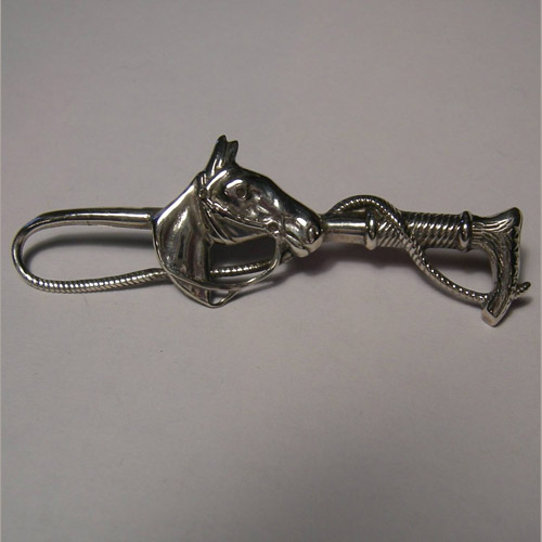 Sterling Silver horse head and crop brooch
