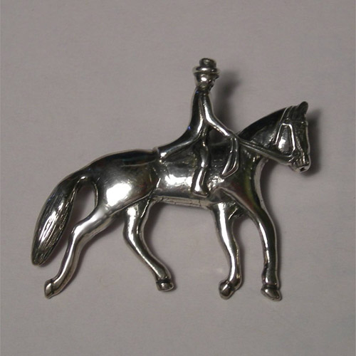 Sterling Silver Dressage horse and rider brooch