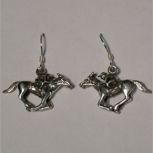 Sterling Silver racehorse and jockey earrings