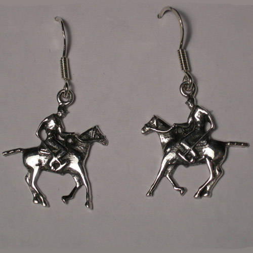 Sterling Silver Polo pony and rider earrings