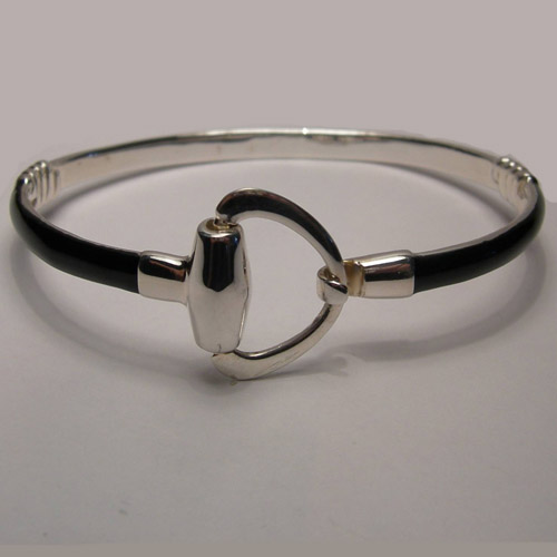 Sterling Silver enamel snaffle bit bangle bracelet