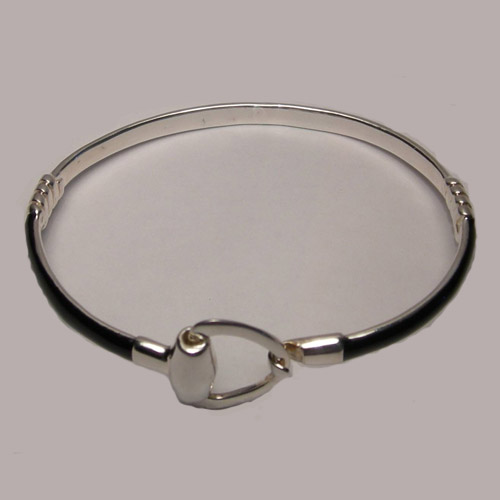 Sterling Silver enamel snaffle bit bangle bracelet side view