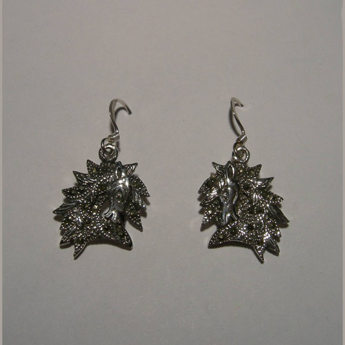 Sterling Silver horse head and Marcasite dangle earrings