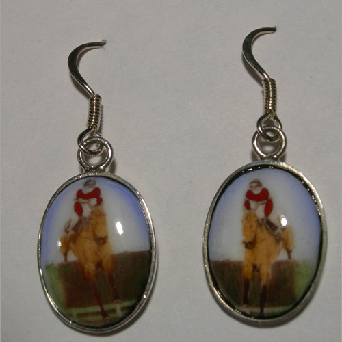Sterling Silver hunter jumper over fence enamel earrings