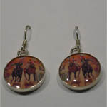 Sterling Silver large Seabiscuit enamel earrings