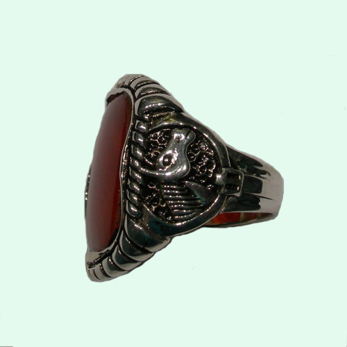 Sterling Silver unisex Carnelian ring  side view