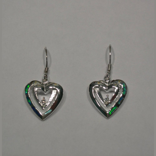Sterling Silver heart shaped dangle earrings