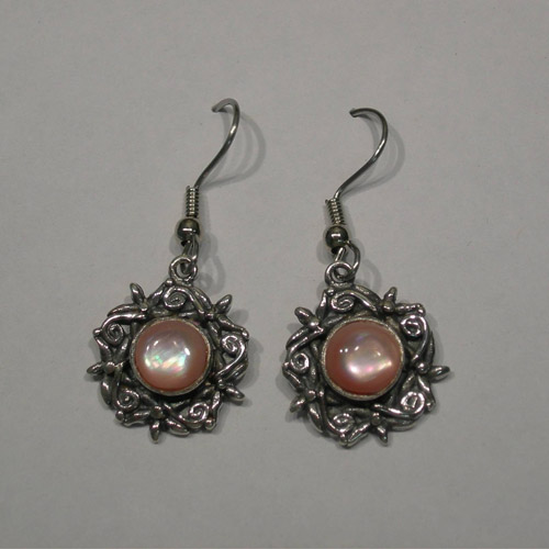Sterling Silver pink Mother of Pearl floral earrings
