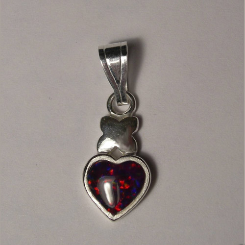 Sterling Silver heart shaped cherry opal pendant