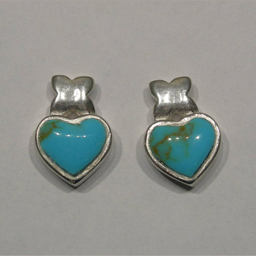 Sterling Silver Turquoise heart shaped post earrings