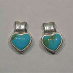 Sterling Silver Turquoise heart shaped post earrings