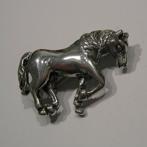 Sterling Silver trotting horse brooch