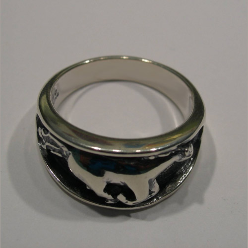 Sterling Silver side of galloping horse ring