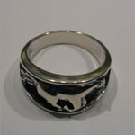 Sterling Silver side of galloping horse ring
