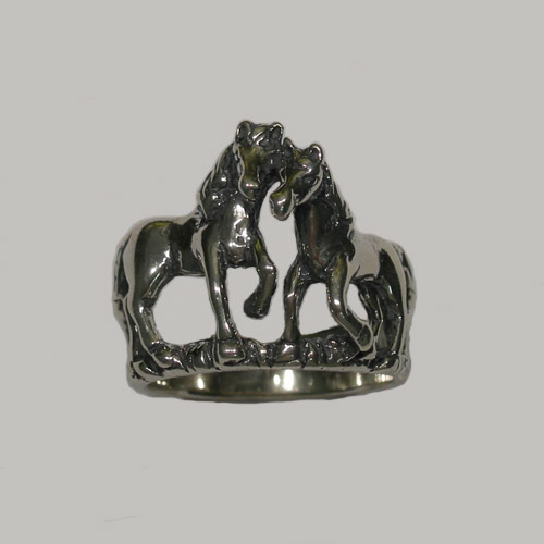 Sterling Silver two horses ring