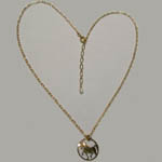 14 karat yellow gold plated charging horse necklace with chain