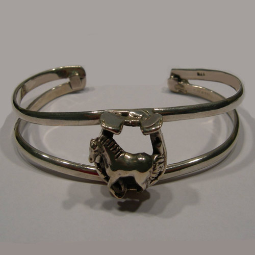 side of horse inside horseshoe cuff bracelet