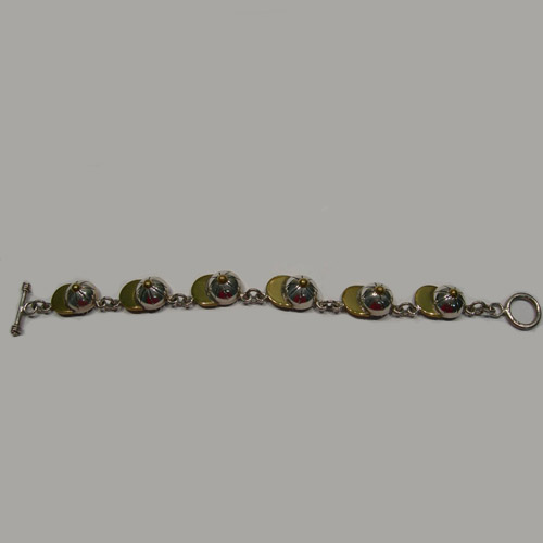 Sterling Silver and goldtone jockey's cap link bracelet