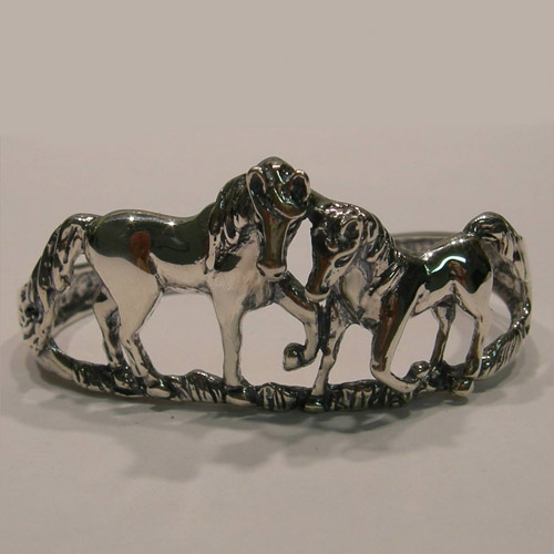 Sterling Silver horses cuff bracelet