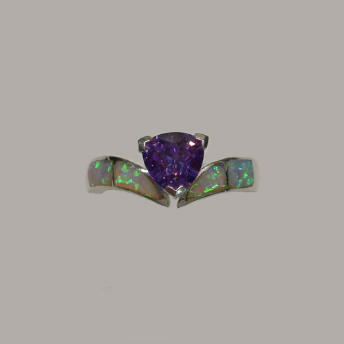 Sterling Silver opal and Amethyst ring
