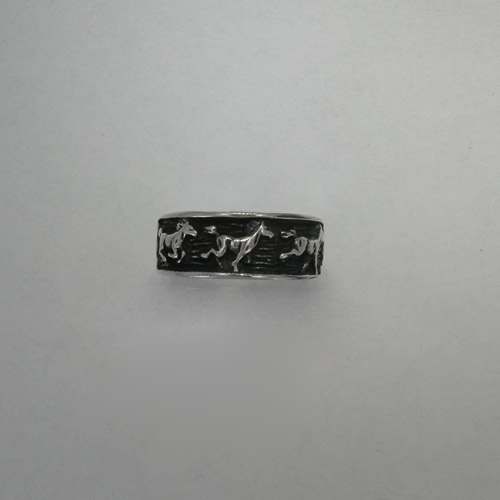 Sterling Silver antiqued galloping horses ring