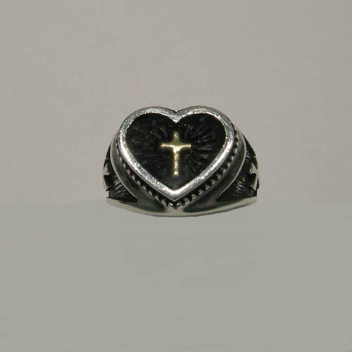 Sterling Silver cross in heart ring