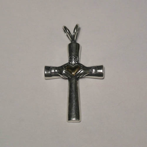 Sterling Silver and gold Claddagh cross pendant