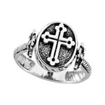 Sterling Silver cross and moonstone reversible ring