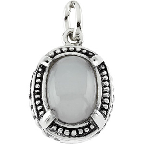 Sterling Silver moonstone and cross reversible pendant