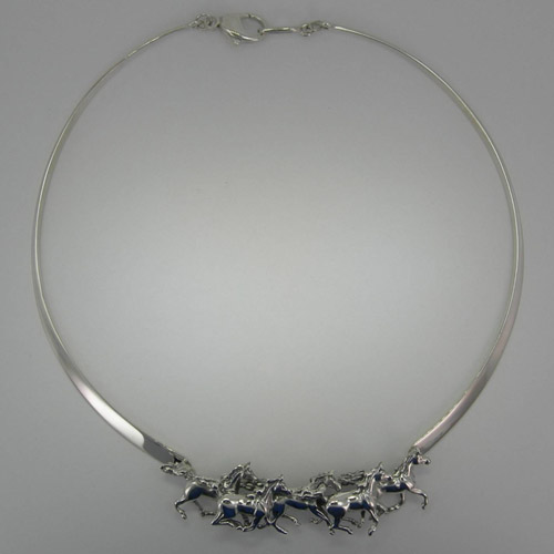 Sterling Silver Arabian horse herd collar necklace