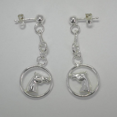 Sterling Silver dangle horse head earrings