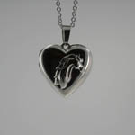 Sterling Silver heart shaped horse head locket
