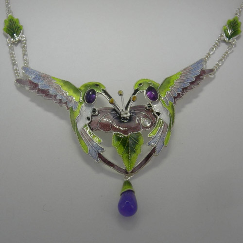 Close up of Hummingbird necklace