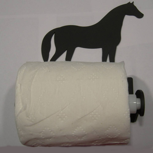 Wrought Iron Horse Bathroom tissue holder with paper