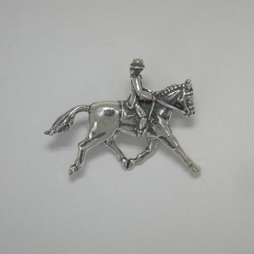 Sterling Silver Dressage Horse and Rider Brooch
